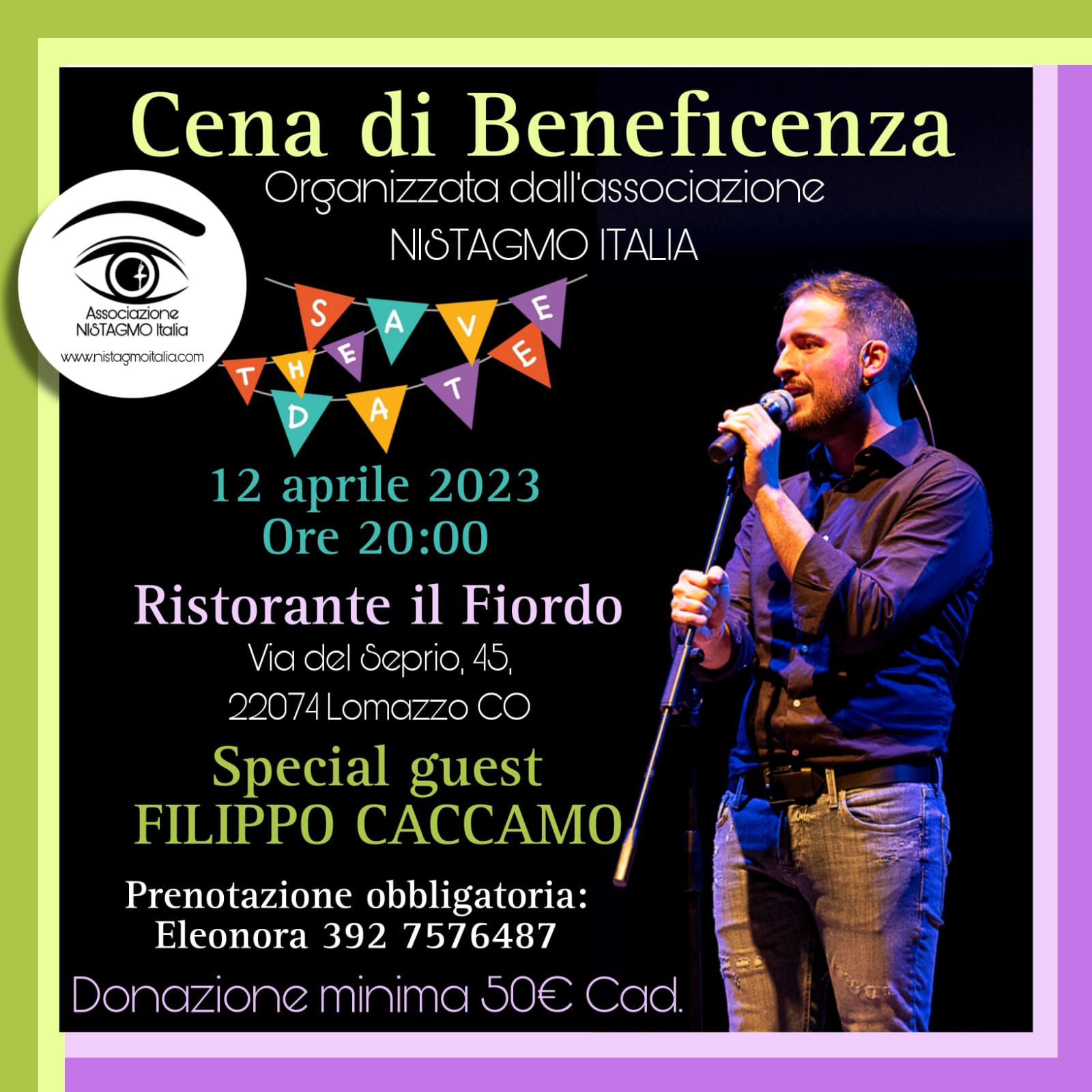 locandina della cena di beneficenza del 12 Aprile 2023